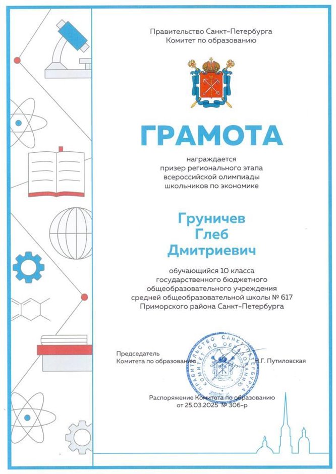 2024-2025 Груничев Глеб 10л экономика (регион)